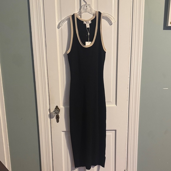 *NWT* Caroline Constas Black and Cream Midi Dress Size S - Picture 1 of 5